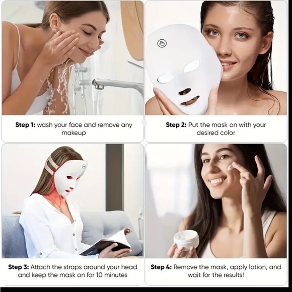 LED 7 Color Portable Skincare Facial Beauty Mask USB rechargeable NIB - Picture 8 of 15